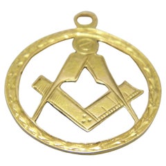 Pendentif ancien en or 15 carats avec comasses maçonniques et bouton, rose 625, pureté freemason, c1876