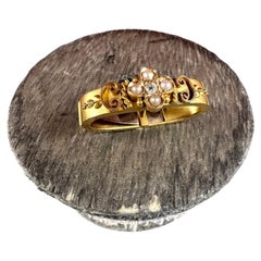 Epingle à foulard victorienne ancienne en or 15ct avec perles et diamants