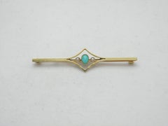 Antique 15ct Gold Pearl Larimar Bar Brooch Pin c1890 Heavy 625 Purity Victorian