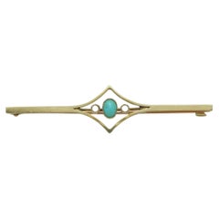 Antique 15ct Gold Pearl Larimar Bar Brooch Pin c1890 Heavy 625 Purity Victorian