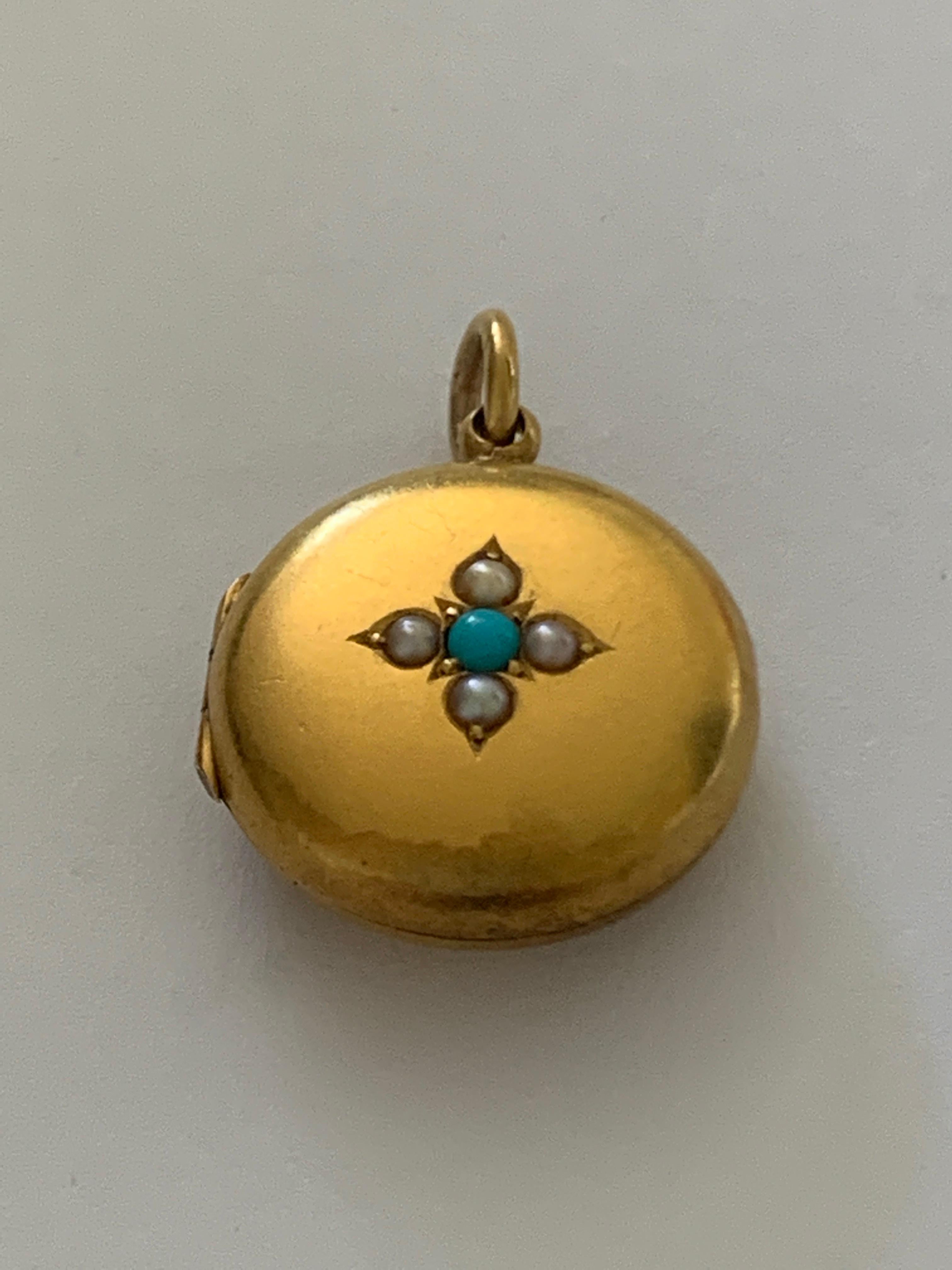 Medaglione rotondo in oro antico 15ct In condizioni buone in vendita a London, GB