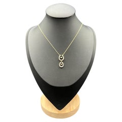 Collier ancien en or 15 carats et argent, avec double fer à cheval porte-bonheur, diamants et perles