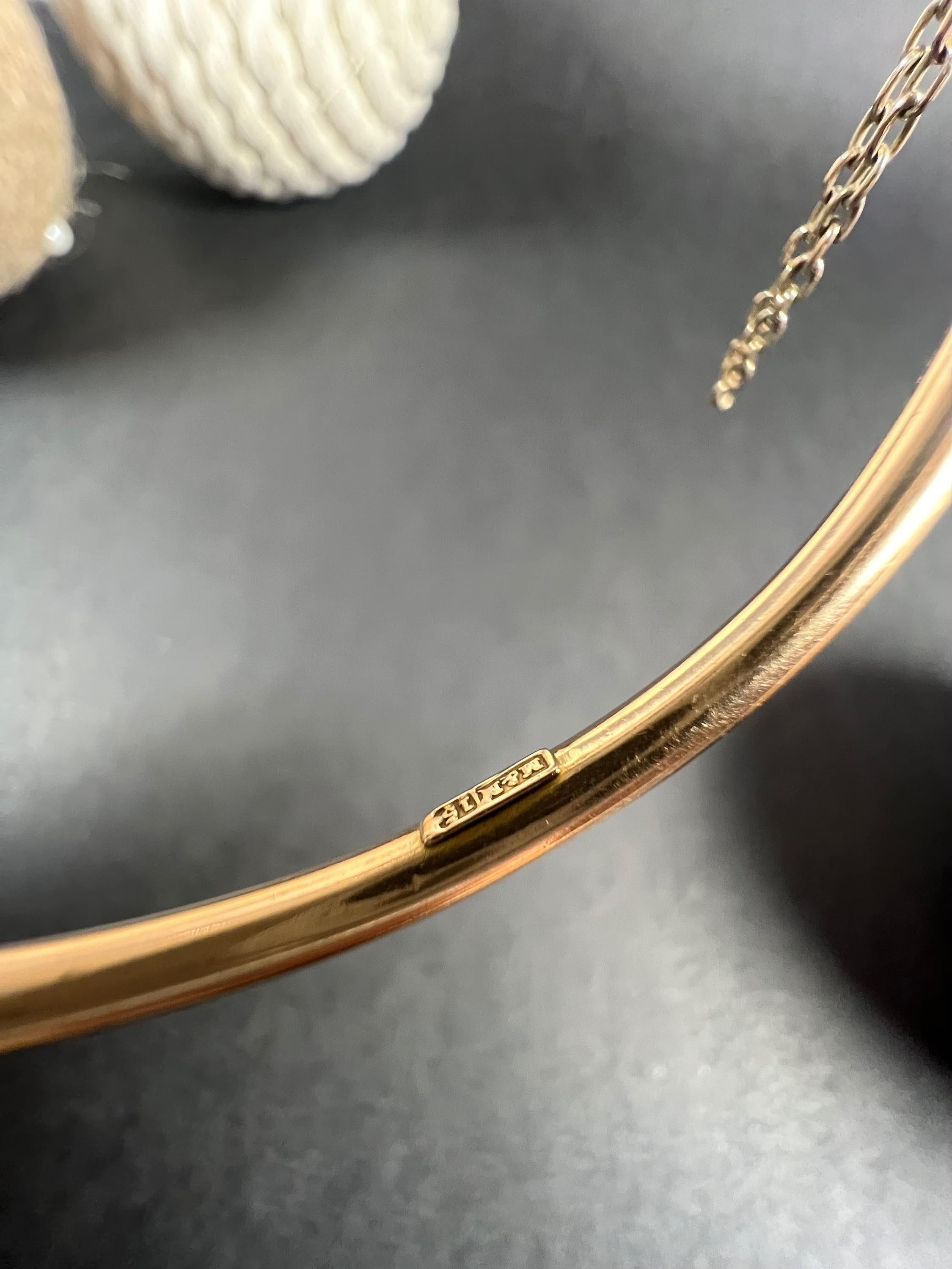 Women's or Men's Antique 15ct Gold Stamped, Edwardian Pearl Horseshoe Bangle Bracelet For Sale