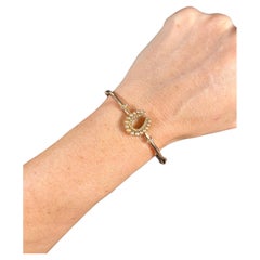 Used 15ct Gold Stamped, Edwardian Pearl Horseshoe Bangle Bracelet