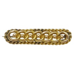 Antique 15ct Gold Twist Curb Bar Brooch Pin c1840 Heavy 3.6g 625 Purity