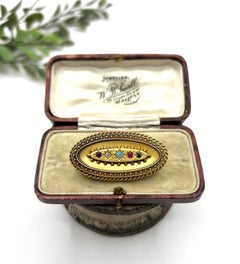 Antique 15ct Gold, Victorian ADORE acrostic Brooch, Hallmarked Birmingham 1896