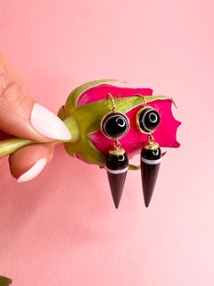 Antique 15ct Gold Victorian Banded Agate Earrings