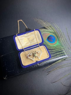 Antique 15ct Gold Victorian Demantoid Garnet & Enamel Sweetheart Necklace