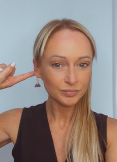 Orecchini triangolari di ametista in oro antico 15ct, epoca vittoriana