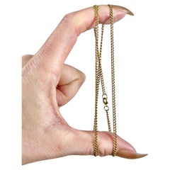 Antique 15ct Gold Victorian Fine Curb Link 19 1/4 Inch Chain, Bolt Ring Clasp