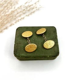 Antiguos gemelos victorianos de oro de 15 ct con motivos florales, Hallmarked Chester 1897