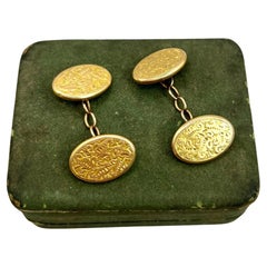 Antique 15ct Gold, Victorian Floral Patterned Cufflinks, Hallmarked Chester 1897