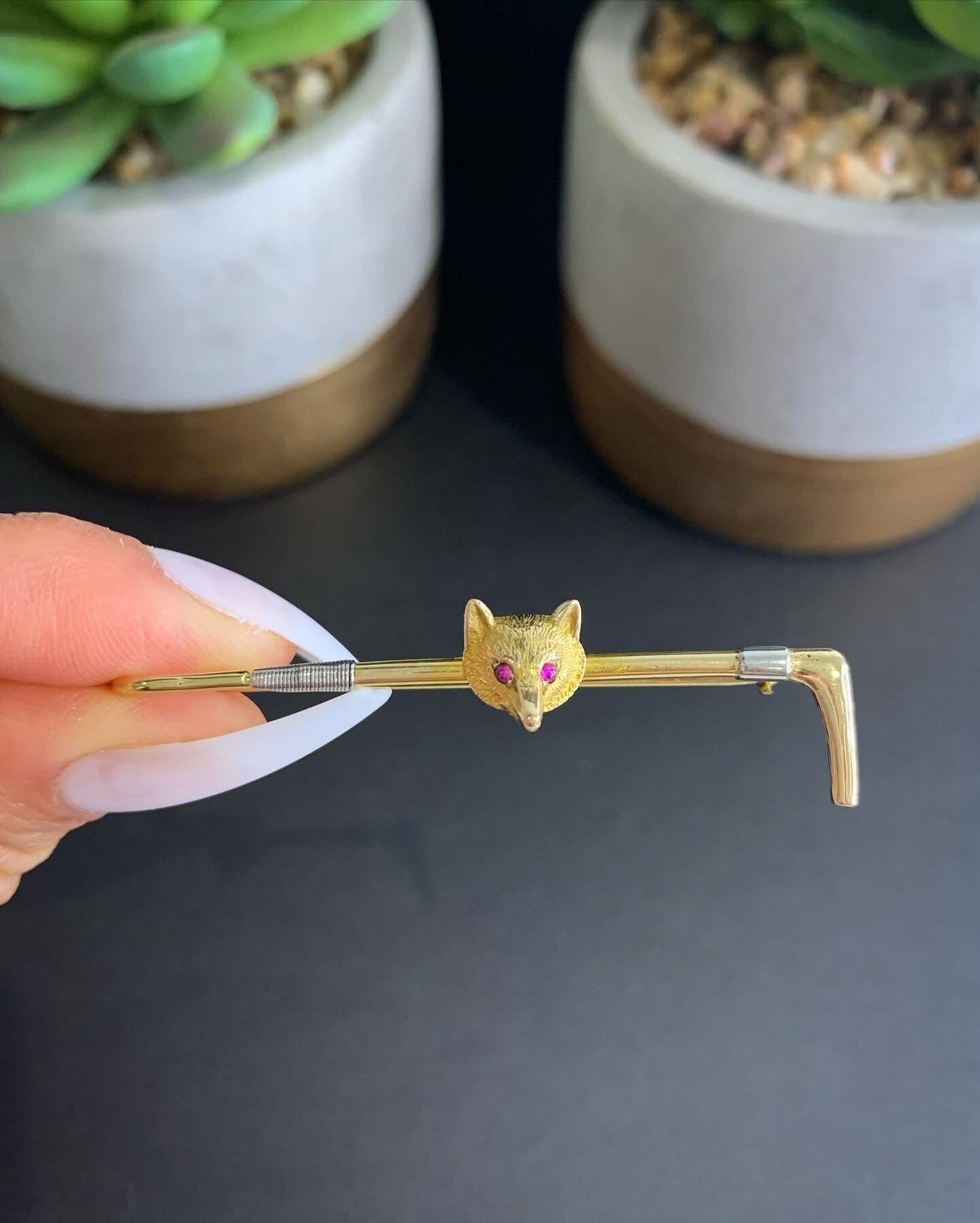 Antique 15ct Gold Victorian Fox Brooch For Sale 1