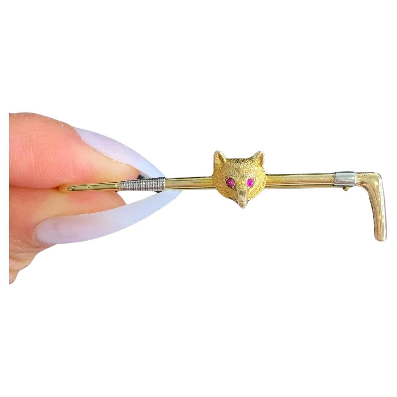 Antique 15ct Gold Victorian Fox Brooch For Sale