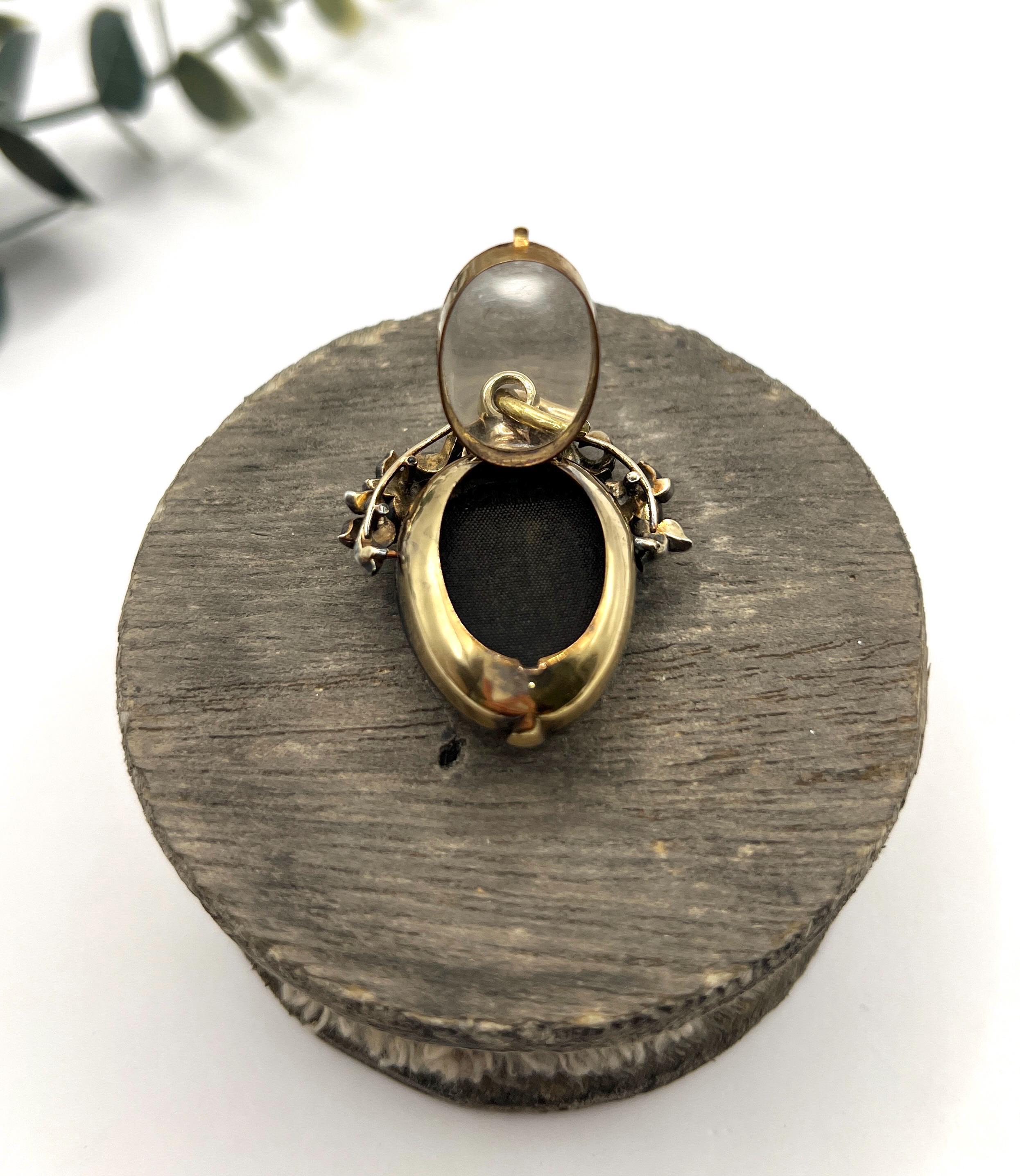 Antiker viktorianischer Granat-Anhänger aus 15-karätigem Gold, mit floraler Diamantfassung im Angebot 6