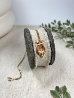 Antiker 15ct Gold, viktorianischer Perlen-Harfen-Anhänger