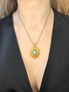 Antique 15ct Gold Victorian Pendant Blue Enamel Centre Star Set Natural Coral