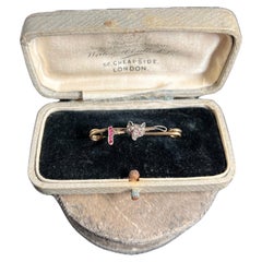 Antique 15ct Gold Victorian Ruby & Diamond Fox Riding Crop Stock Pin Brooch