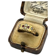 Antique 15ct Gold Victorian Ruby & Pearl Ring, Hallmarked Birmingham 1890 Antique 15ct Gold Victorian Ruby & Pearl Ring, Hallmarked Birmingham 1890