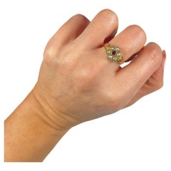 Antike 15ct Gold viktorianischen Rubin & Seed Pearl Daisy Cluster Ring