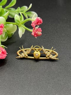 Spilla con uccello e cuore in oro 15ct, vittoriana, CIRCA 1900