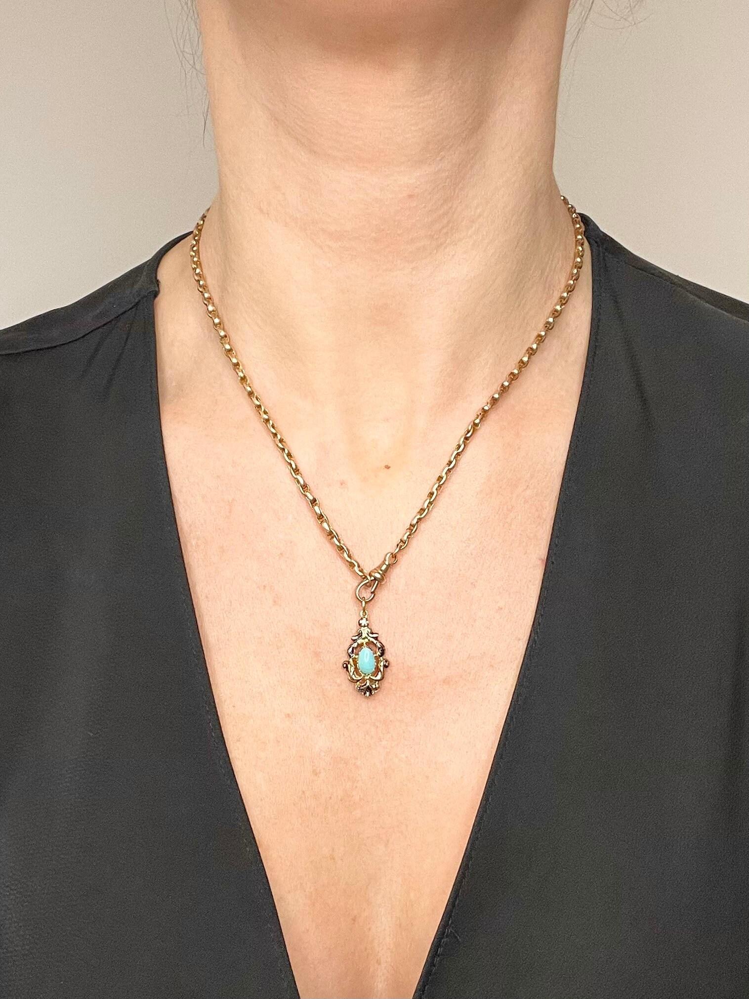 Vittoriano Antico ciondolo vittoriano in oro 15ct con turchese e smalto in vendita