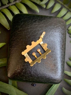 Antique 15ct Gold Victorian Turquoise & Pearl Buckle Pendant