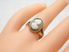 Antique 15ct Rose Gold Cameo Signet Ring 625 Purity Heavy Hardstone