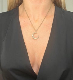 Antique 15ct Rose Gold, Edwardian Pearl Crescent Moon Pendant