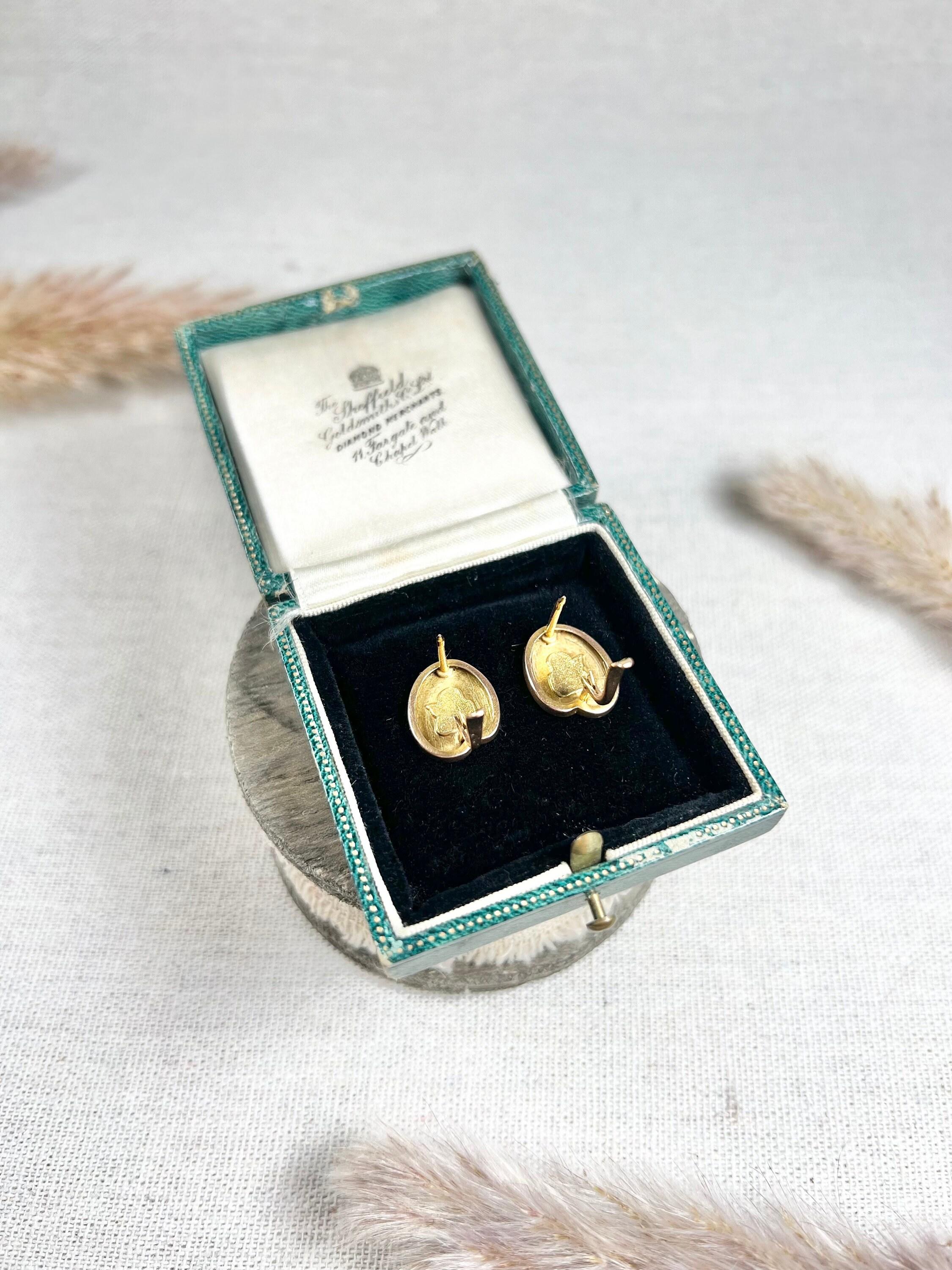 Women's or Men's Antique 15ct Rose Gold & Enamel, Victorian Cherub Stud Earrings For Sale