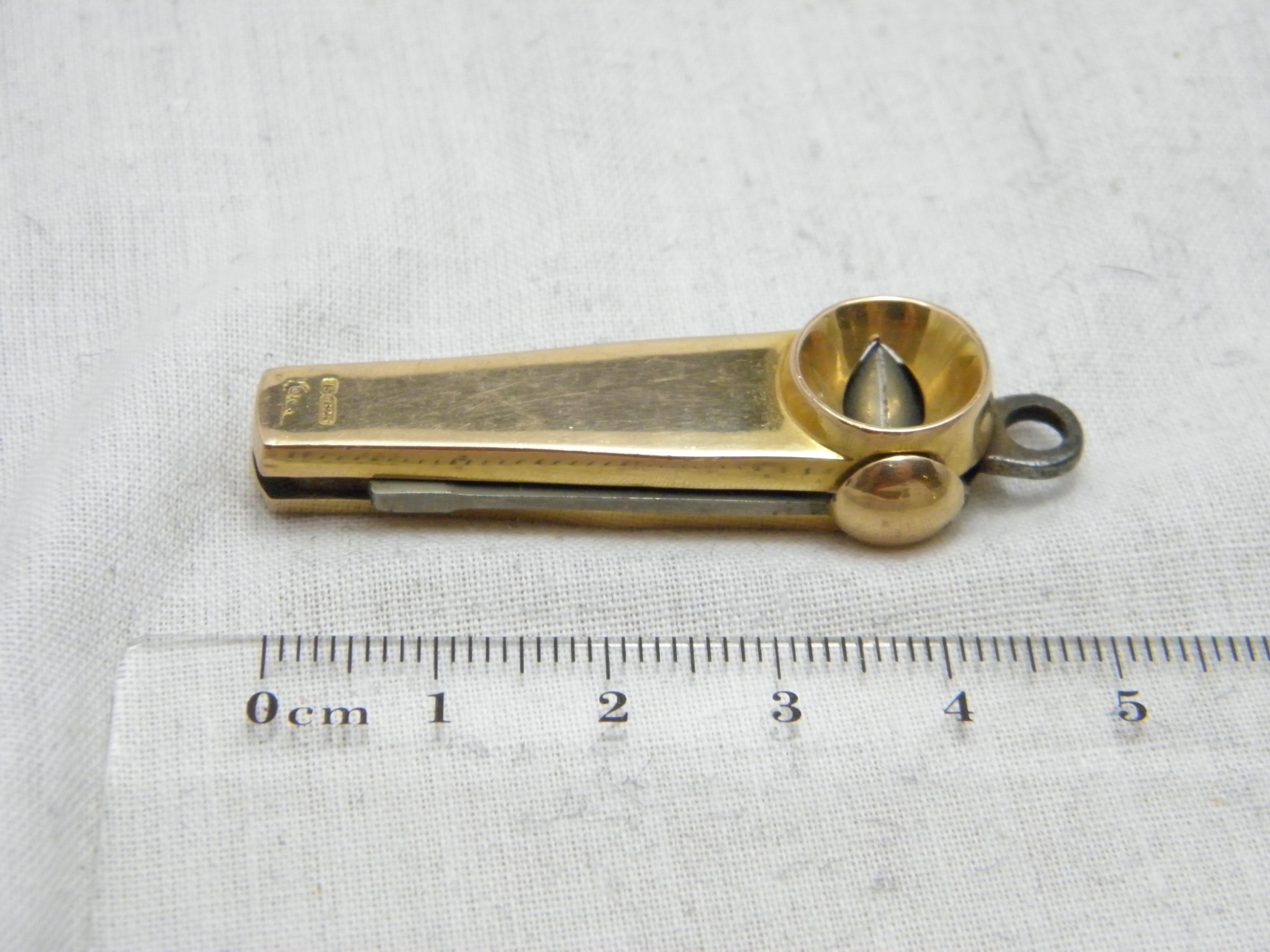 Antique 15ct Rose Gold Heavy Cigar Cutter 625 Purity 17.4g c1891 Chester Fob For Sale 2