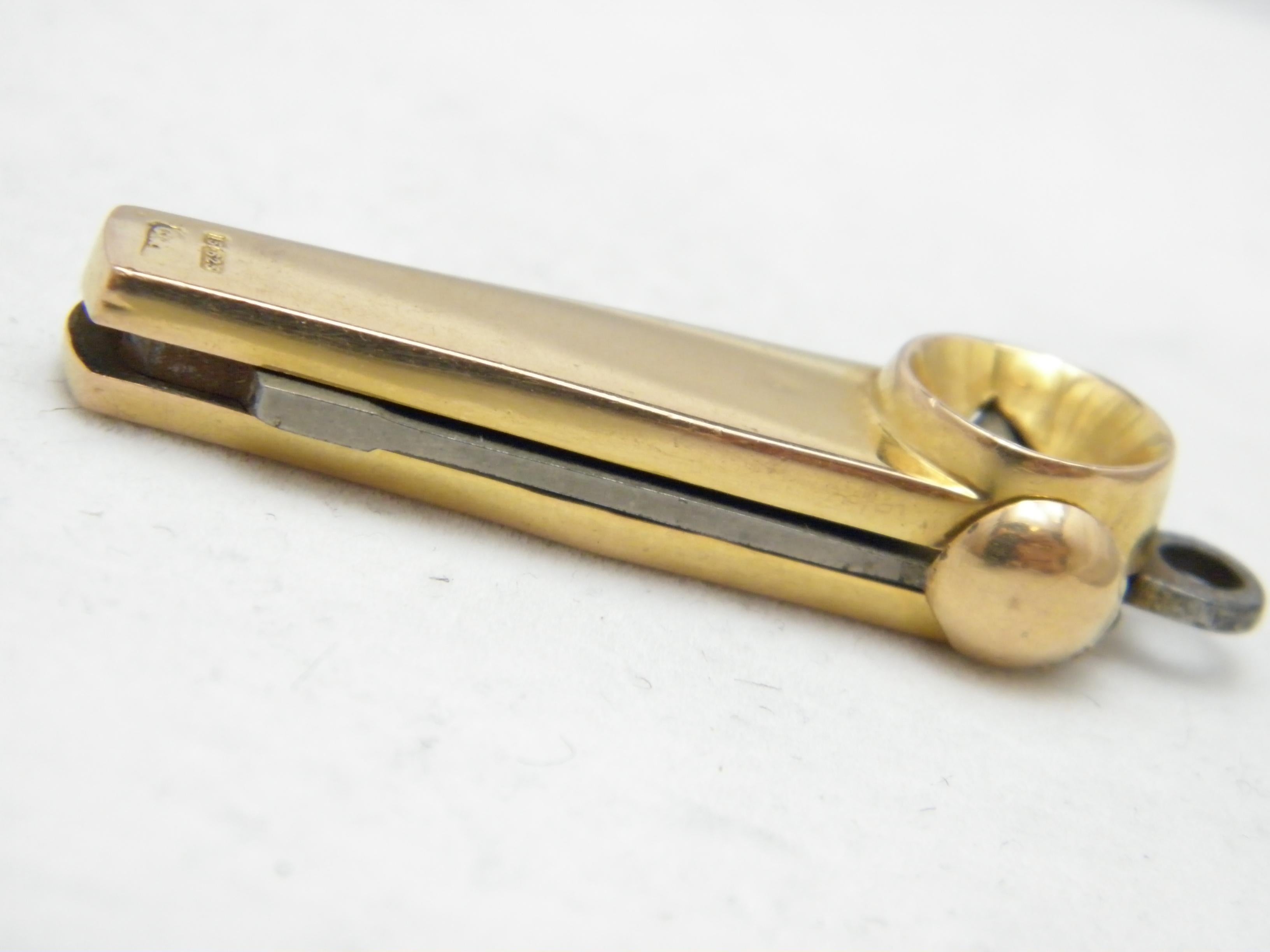 Antique 15ct Rose Gold Heavy Cigar Cutter 625 Purity 17.4g c1891 Chester Fob For Sale 3