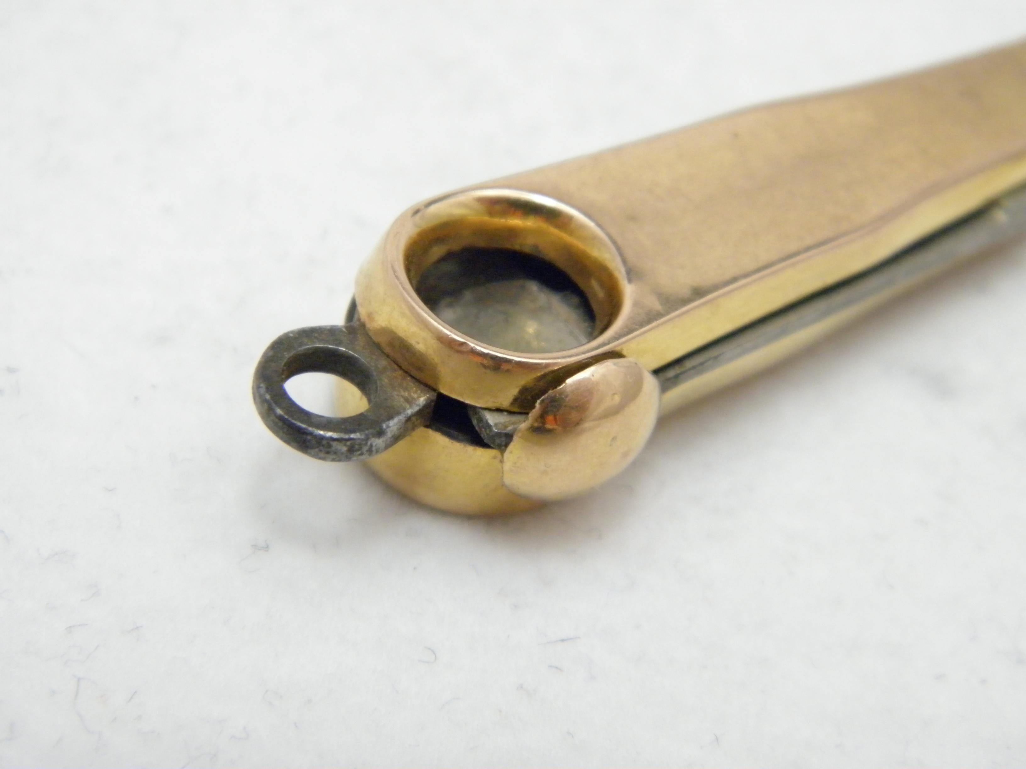 Antique 15ct Rose Gold Heavy Cigar Cutter 625 Purity 17.4g c1891 Chester Fob In Good Condition For Sale In Camelford, GB