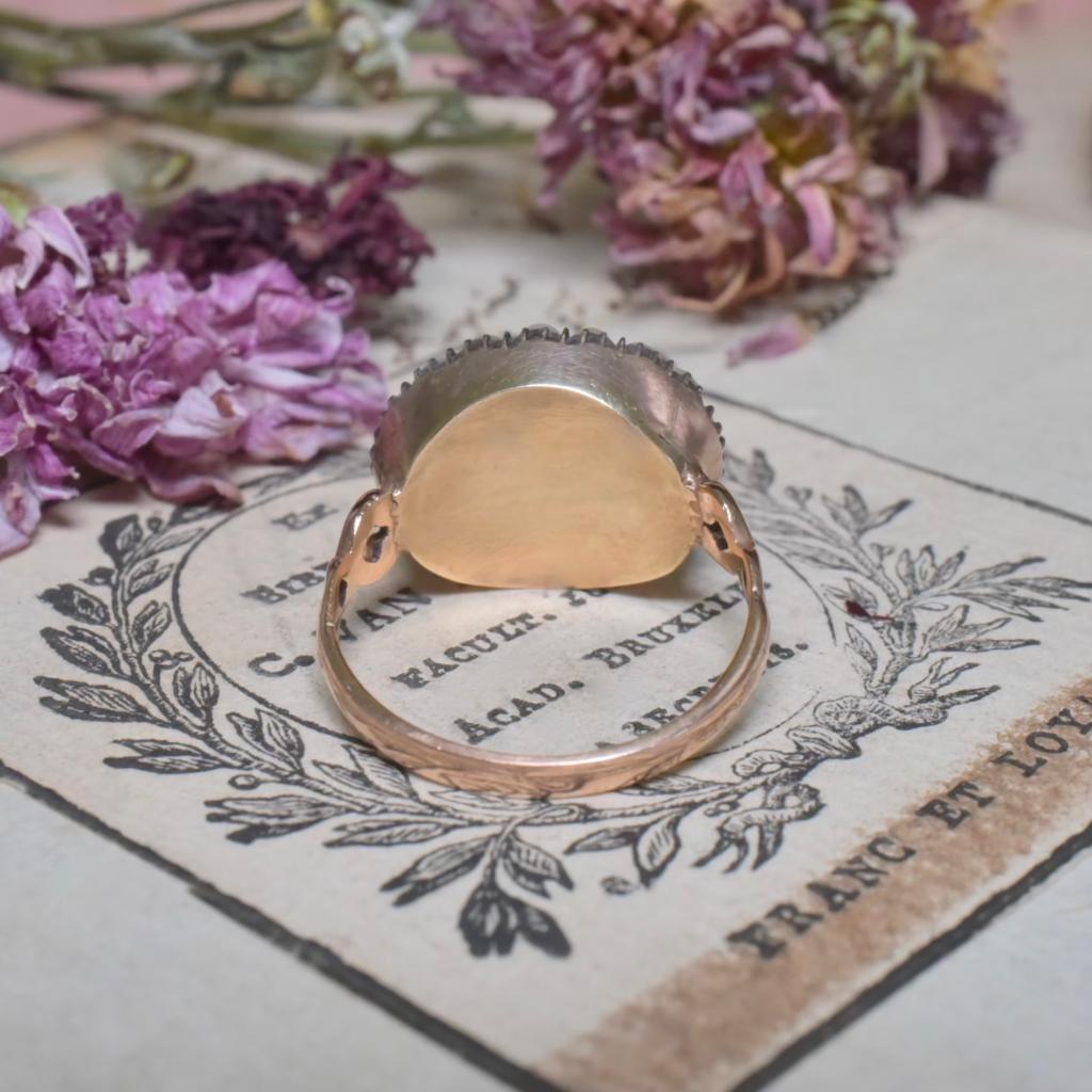 Rose Cut Antique 15ct Rose Gold Imperial Topaz And Half Pearl Ring Circa 1820’s