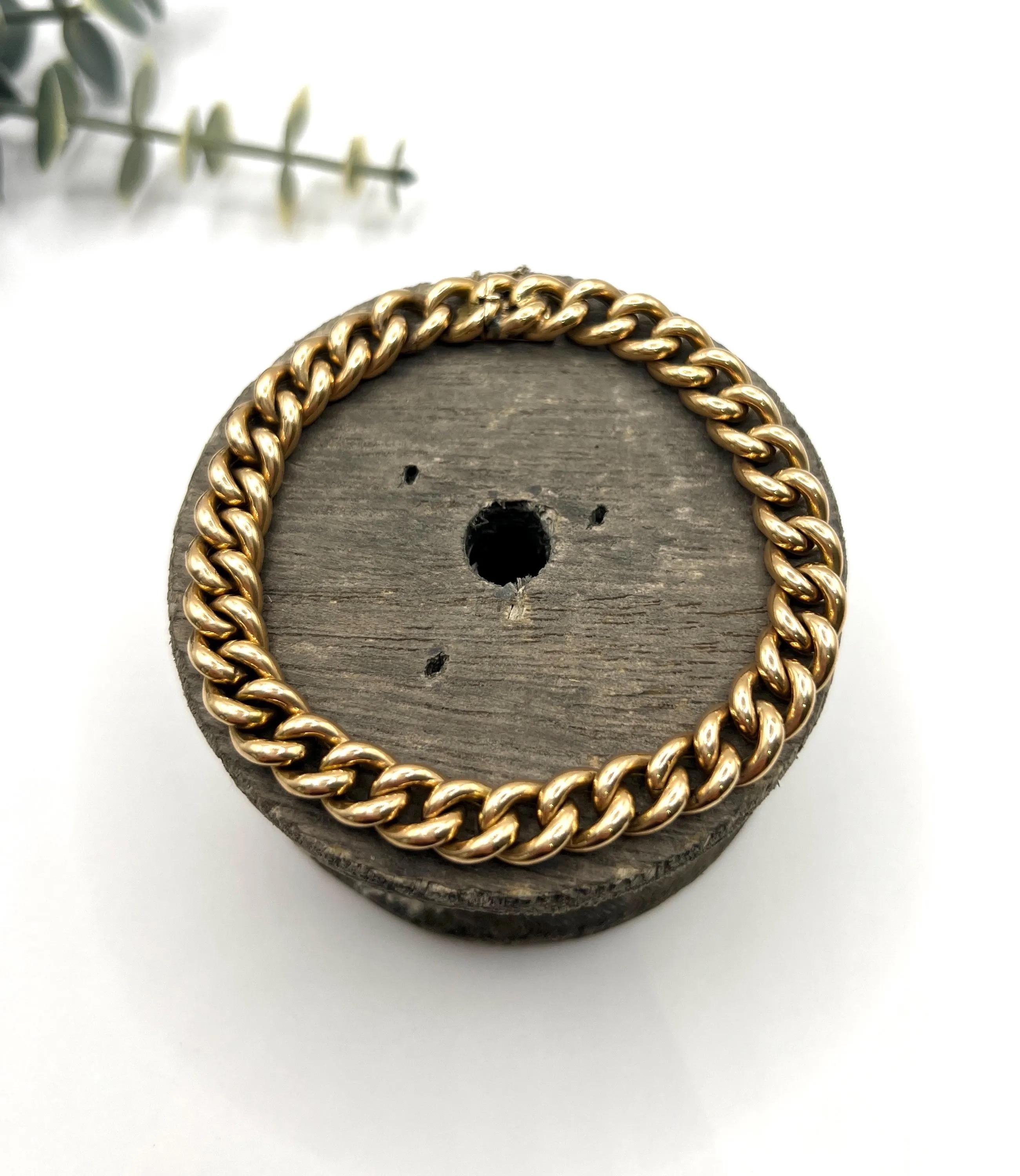 Bracciale antico in oro rosa 15ct con timbro edoardiano A Link con chiusura integrale in vendita 3