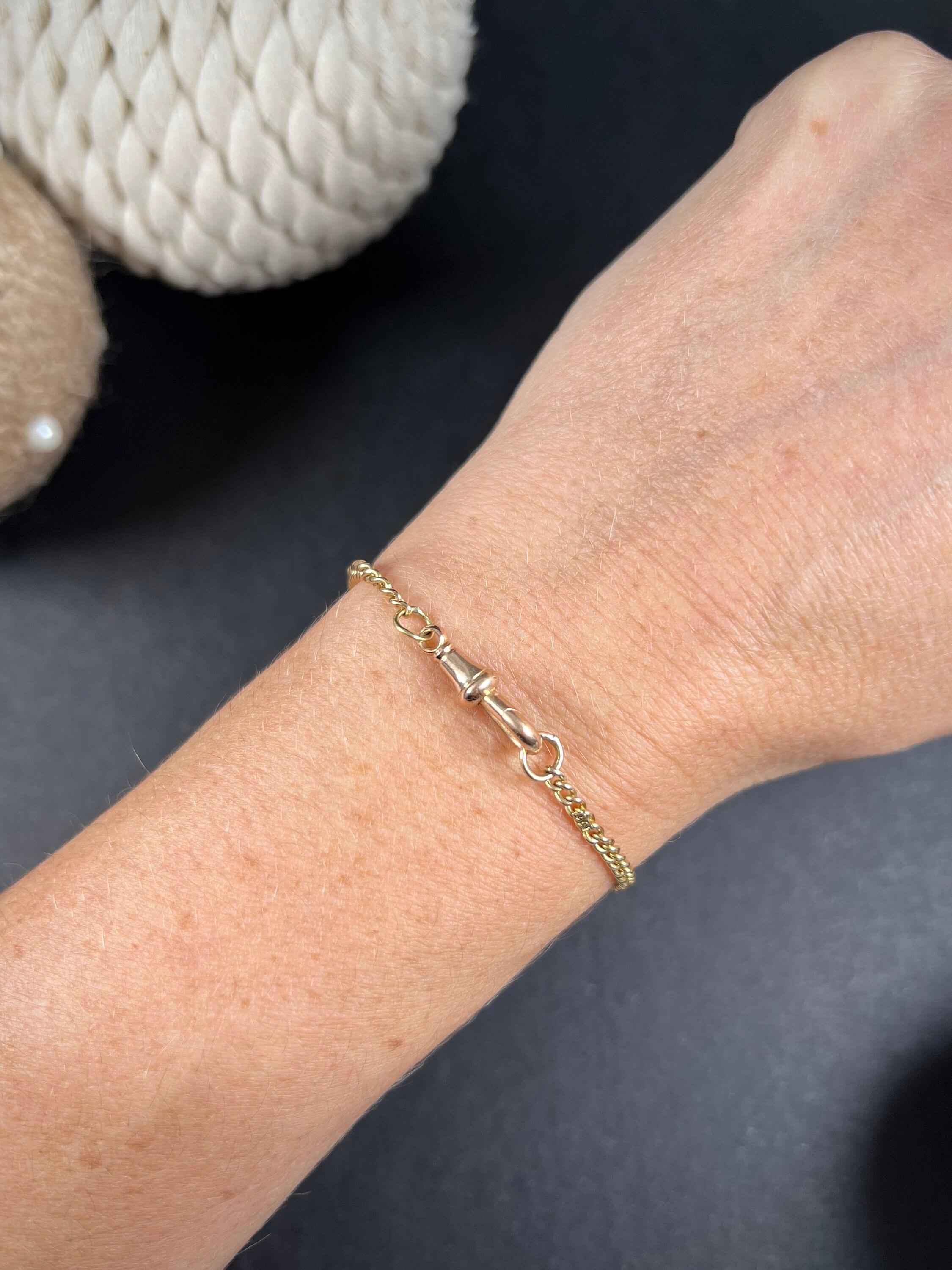 Antique 15ct Rose Gold Stamped, Edwardian Curb Link Bracelet with Swivel Clasp 1