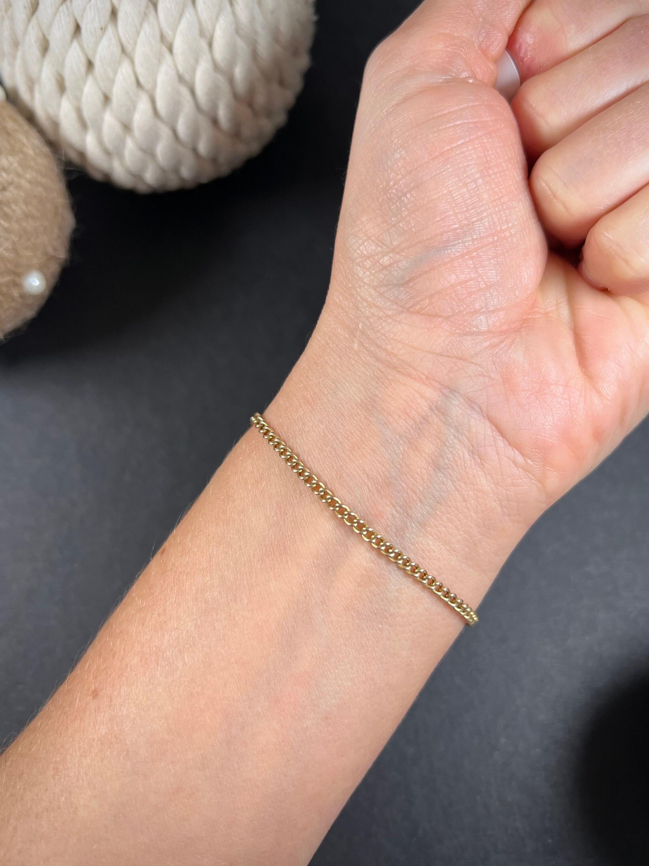 Antique 15ct Rose Gold Stamped, Edwardian Curb Link Bracelet with Swivel Clasp 5