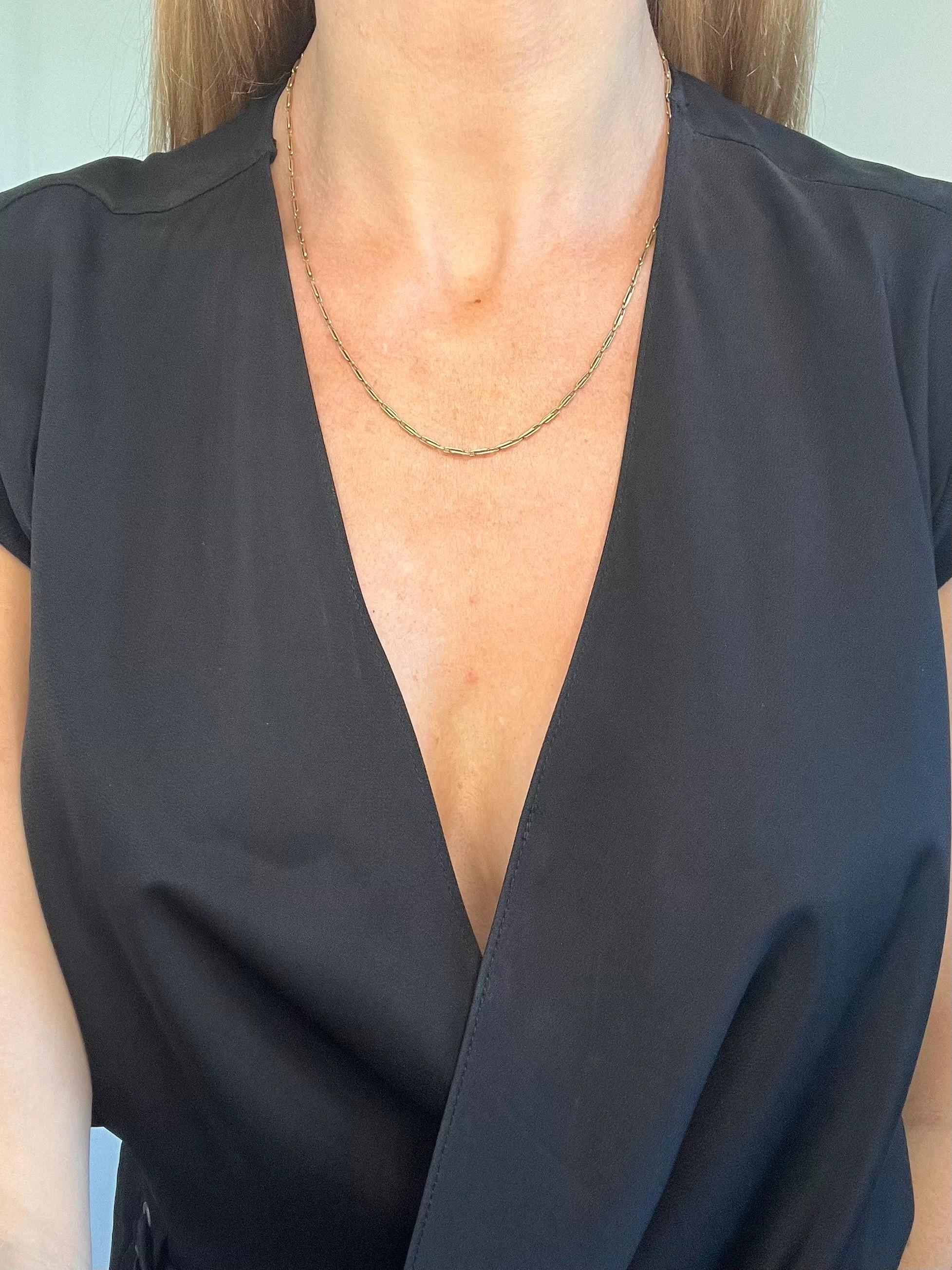 Antique 15ct Rose Gold Victorian Paper Clip Link Chain Necklace For Sale 6