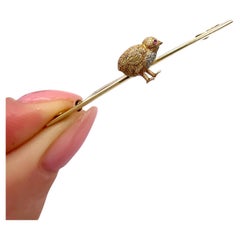 Antique 15ct Three Colour Gold, Edwardian Baby Chick Bar Brooch