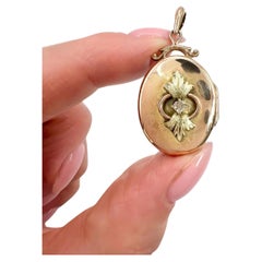 Antique 15ct Two Colour Gold Back 
Front, Edwardian Diamond Set Oval Locket