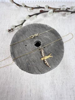 Antique 15ct Two Colour Gold, Victorian Pearl Swallow Pendant