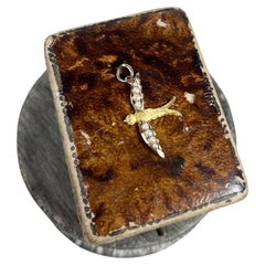 Ciondolo antico in oro bicolore 15ct e perla vittoriana con rondine