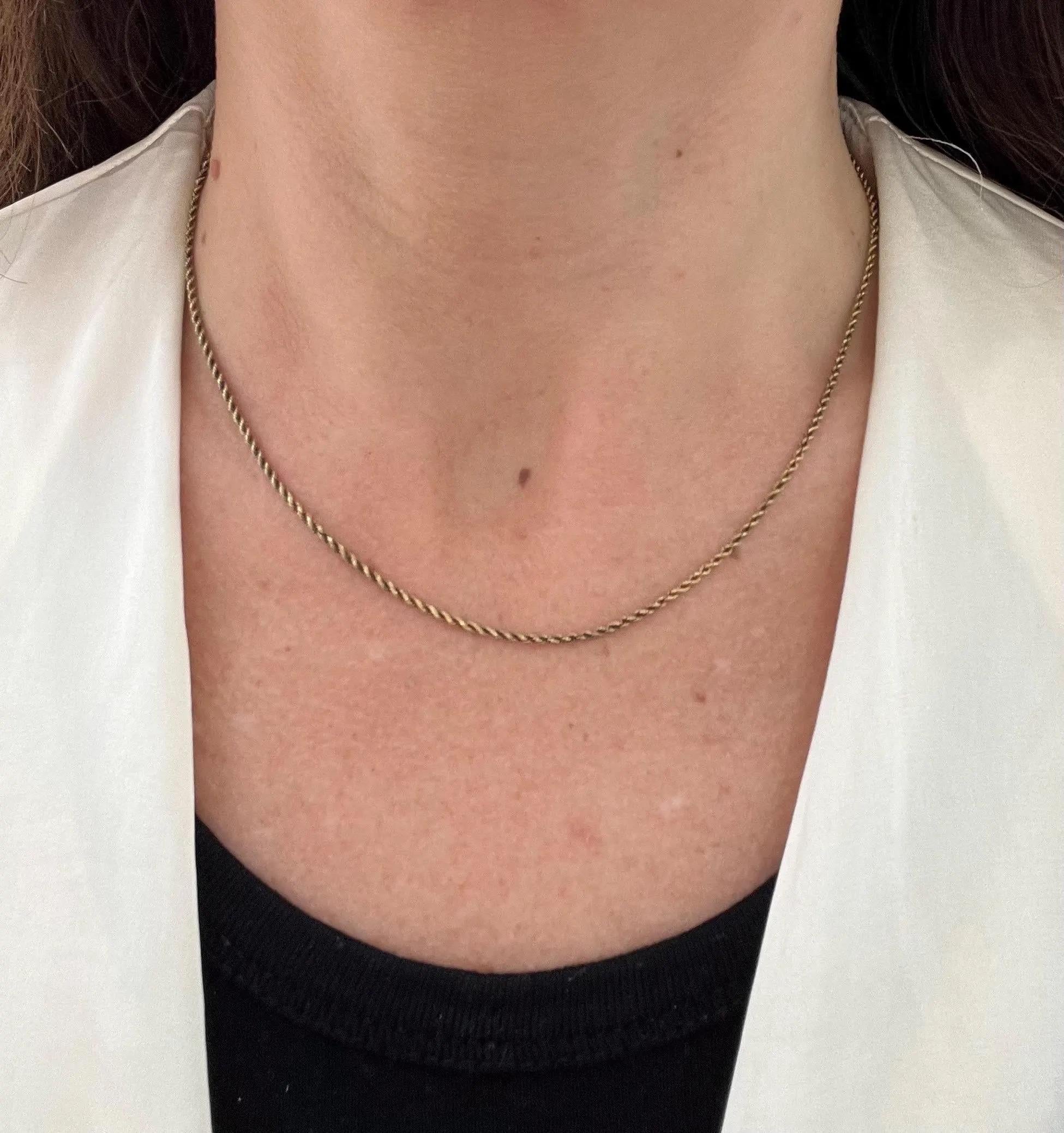 Antique 15ct Yellow Gold Rope Link Chain

15ct Gold 

Circa 1900

Discover the timeless elegance of this stunning 1900s solid rope chain, meticulously crafted from 15ct yellow gold

Perfect for layering or as a standalone statement piece, this