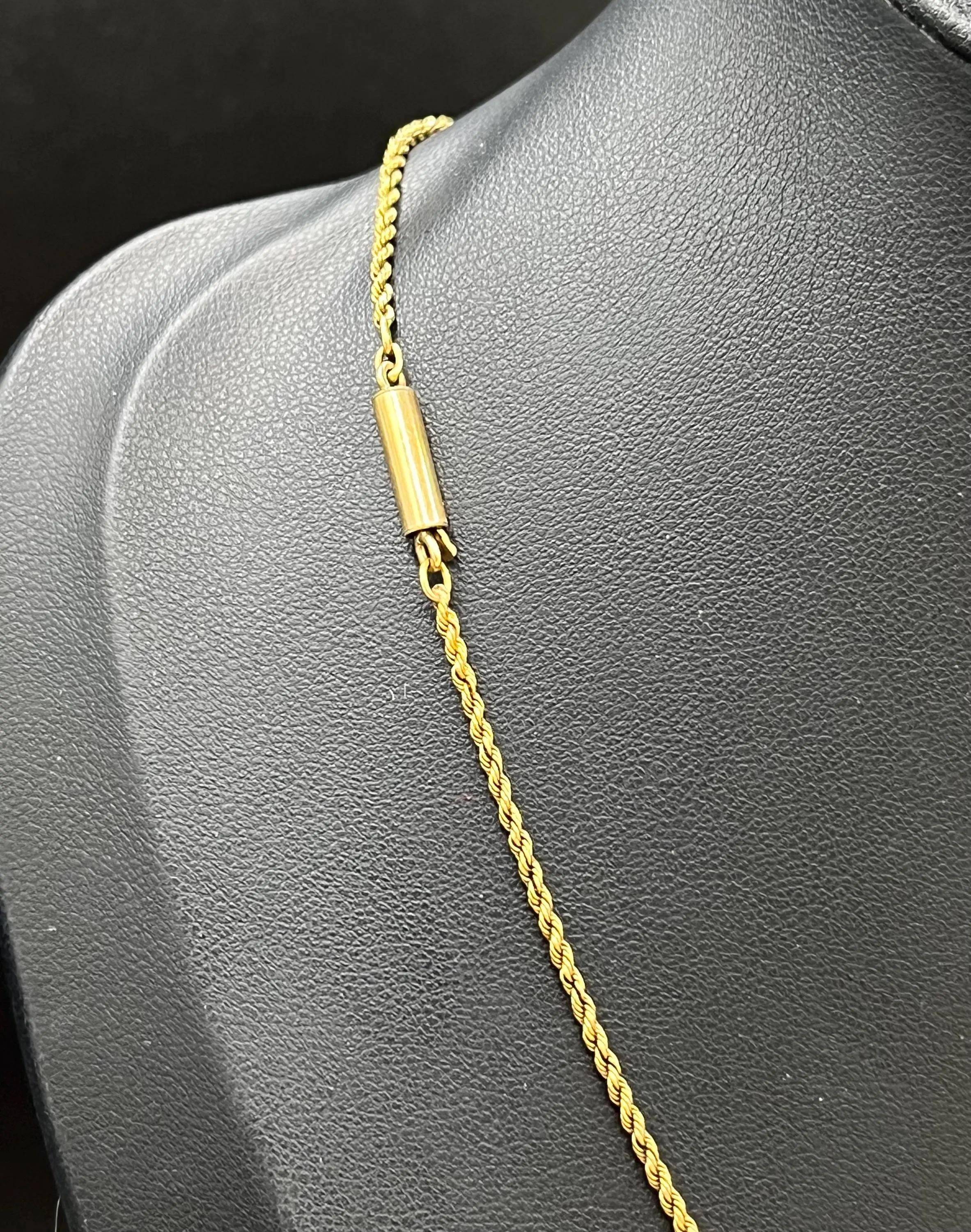 Antique 15ct Yellow Gold 15 Inch, Solid Rope Chain with Barrel and Torpedo Clasp In Good Condition For Sale In Brighton, GB