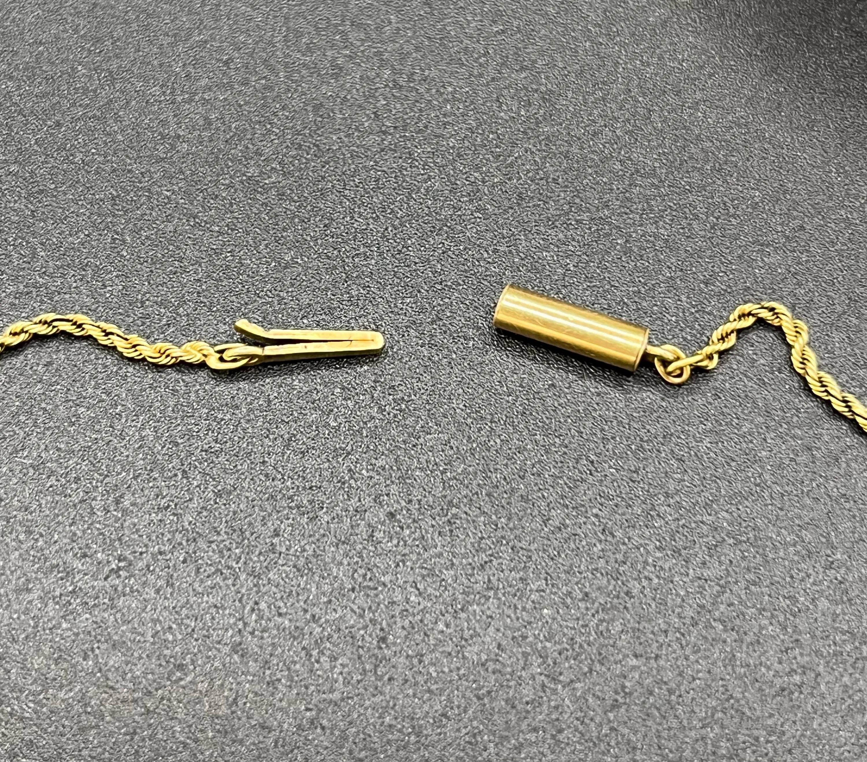 Antique 15ct Yellow Gold 15 Inch, Solid Rope Chain with Barrel and Torpedo Clasp For Sale 2