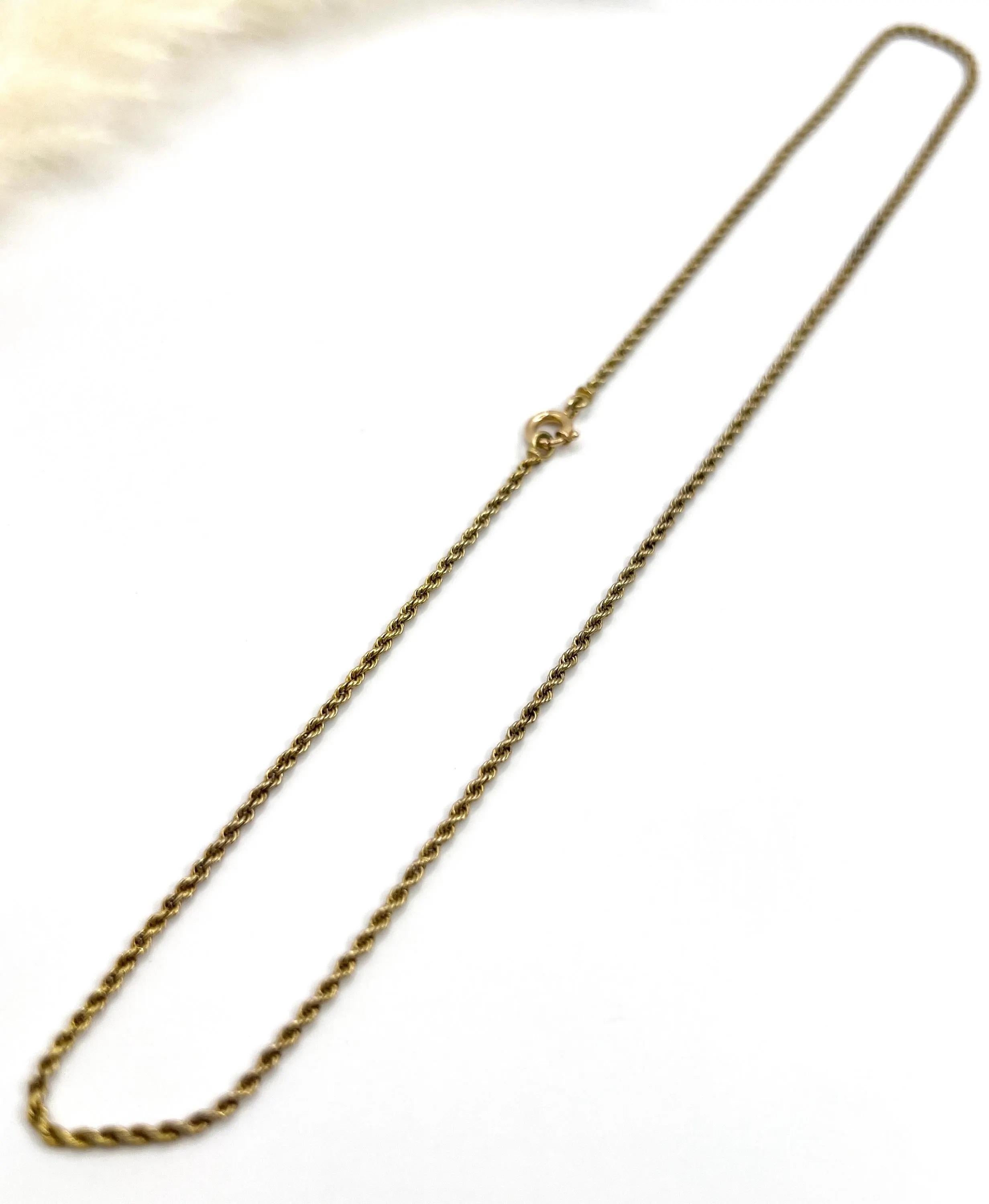 Antique 15ct Yellow Gold, 1920s 15 Inch Solid Rope Link Chain with Bolt Clasp (Chaîne à maillons en corde solide avec fermoir à boulon) en vente 6