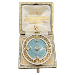 Antique 15ct Yellow Gold, 1920s Guilloche Enamel Round Locket