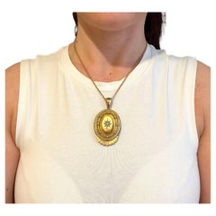 Antique 15ct Yellow Gold and Seed Pearl, Victorian Ornate Pendant, Circa 1880