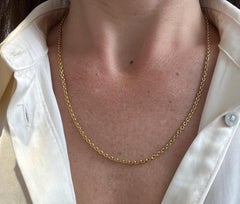 Antique 15ct Yellow Gold, Edwardian 18 1/2 Inch Trace Link Chain Necklace