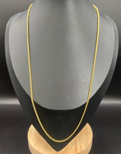 Antique 15ct Yellow Gold, Edwardian 20 Inch Fine Curb Chain with Barrel Clasp